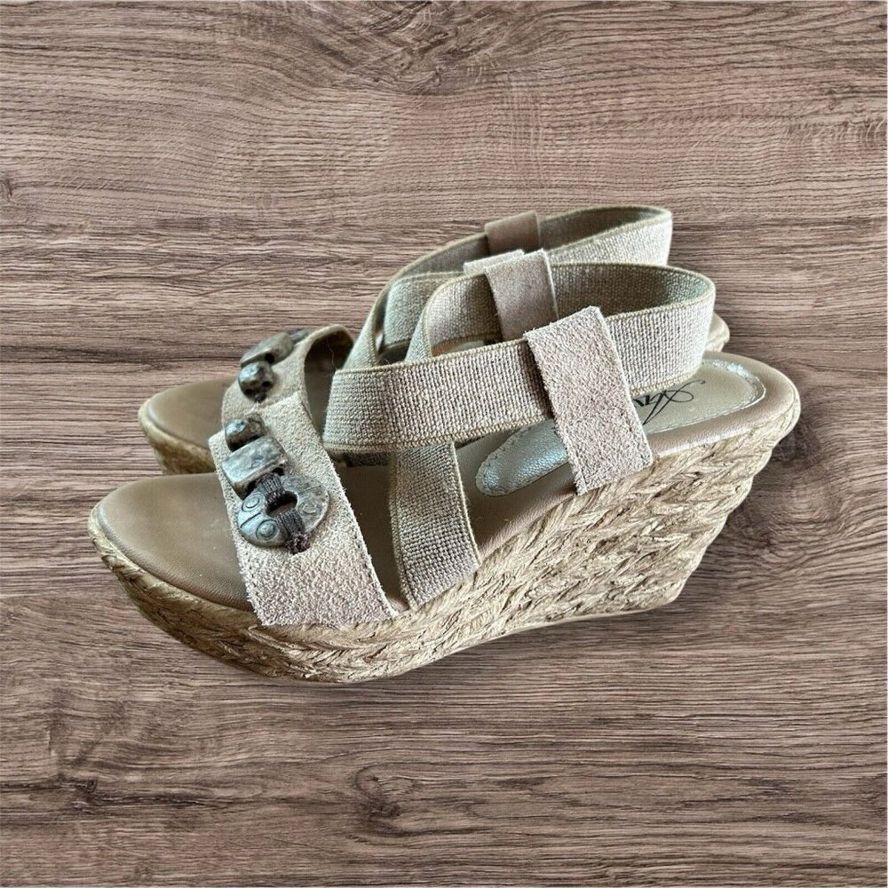 Azura Espadrille Wedge Open Toe Sandals Shoes‎ Tan Artsy ITALY NEW 36 (6)